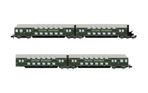DR, 4-tlg. Doppelstockeinheit DB13�mpe, dunkelgr�n, DEUTSCHE - Arnold HN4520 Spur N