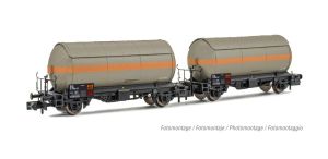 SNCF, 2-tlg. Set 2-achs. Gaskesselwagen, in grau, Ep. III - Arnold HN6525 Spur N