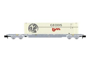 SNCF/Novatrans, 4-achs. Containerwagen Sgss in grau, beladen - Arnold HN6649 Spur N