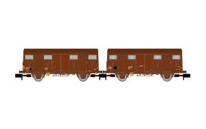 SNCF, 2-tlg. Set Gs-Wagen, braun, einer mit roten Zugschluss - Arnold HN6717 Spur N