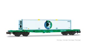 SNCF, Containerwagen S70, gr�n, beladen mit K�hl-Wechselbeh� - Arnold HN6726 Spur N
