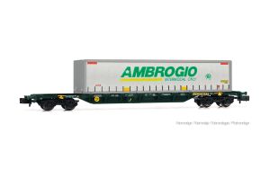 CEMAT, Containerwagen Sgnss, gr�n, beladen mit AMBROGIO-Curt - Arnold HN6730 Spur N
