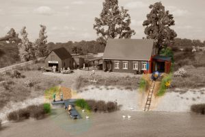 H0 Bootshaus mit Slipanlage - Auhagen 11476 Spur H0