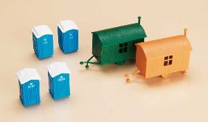 HT 2 Bauwagen,4 Mobiltoilette - Auhagen 42641 Spur H0