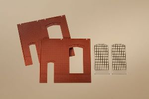 H0 W�nde 2325B rot, Fenster - Auhagen 80502 Spur H0