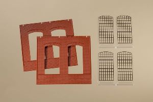 H0 W�nde 2325A rot, Fenster - Auhagen 80503 Spur H0