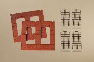 H0 W�nde 2326B rot, Fenster - Auhagen 80504 Spur H0