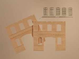 H0 W�nde 2391C gelb,Ind.fenst - Auhagen 80623 Spur H0