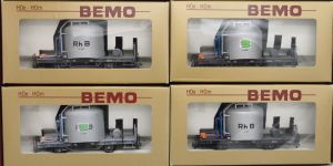 G�terwagen 4-rer Set Zementwagen Rhb NEU - Bemo 7459100 Spur H0m