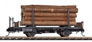 0m RhB Kk-w 7301 Rungenwagen Holzladung - Bemo 9464101 Spur 0m