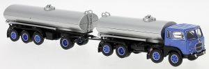 Fiat 690 Millepiedi Tanklastzug blau silbern neutral - Brekina 58451 1:87