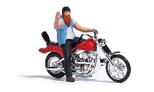 US Motorrad mit Biker H0 - Busch 7861 Spur H0
