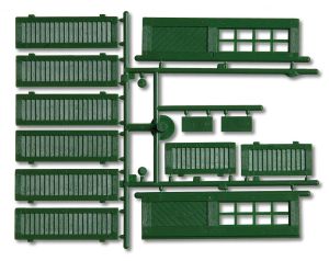 Fensterl�den und T�ren, gr�n - Faller 333112 Spur 2m / G