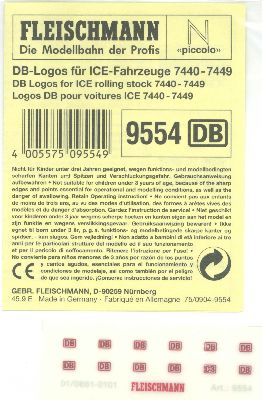 DB-Logos neuester Ausf�hrung f�r ICE-Fahrzeuge - Fleischmann 9554 Spur N