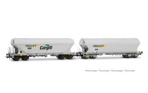 SNCF, 2-tlg. Set 4-achs. Getreidesilowagen MILLET, gerade un - Jouef HJ6320 Spur H0