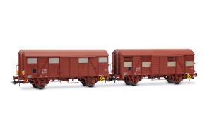 SNCF, 2-tlg. Set gedeckter G�terwagen der Bauart Gs, braune - Jouef HJ6325 Spur H0
