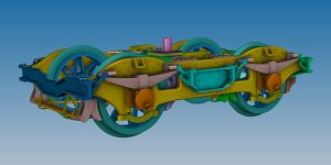 Pressblech Drehgestell, gebremst, Speichenr�der SC - KM1 221531 Spur 1