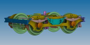 Pressblech Drehgestell, gebremst, Scheibenr�der SC - KM1 221532 Spur 1