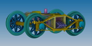 Flacheisenrahmen Drehgestell, ungebremst, Speichenr�der SC - KM1 221534 Spur 1