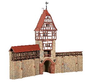 H0 Stadtmauer mit Fachwerktur - Kibri 38914 Spur H0
