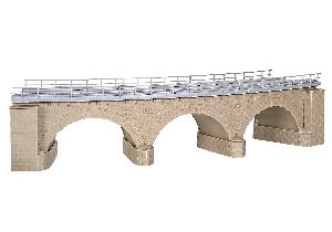 H0 Steinbogenbr�cke mit Eisbrecherpfeilern gebogen, eingleis - Kibri 39723 Spur H0