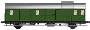 Donnerb�chse Pwi-23/27 Gep�ckwagen DB Ep. IIIb chromoxidgr�n - Kiss 828028 Spur 1