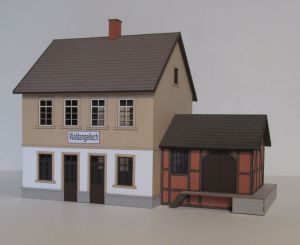 Bahnhof Waldangelloch / Rauenberg mit angebautem G�terschupp - Laffont H1301 Spur H0