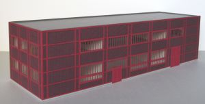 Kohlenzechen-Geb�ude Zeche Zollverein, Stahlfachwerk rot - Laffont H901 Spur H0