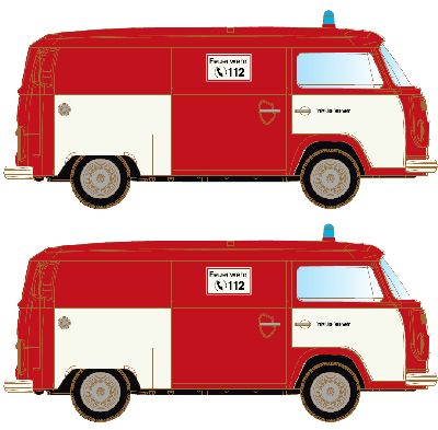 VW Bus T2 2er Set Feuerwehr - Lemke LC3880 1:160