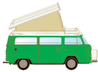 VW Bus T2 gr�n Westfalia Camper Faltdach - Lemke LC3883 1:160