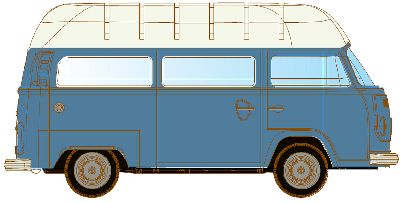 VW Bus T2 blau Transporter Hochdach - Lemke LC3886 1:160