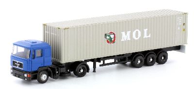 MAN F90 Sattelzug blau mit MOL Cont. - Lemke LC4050 1:160