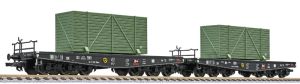 Set Flachwagen DRG beladen mit getarnten Kisten Ep.II - Liliput 230170 Spur H0