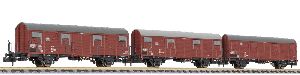 Set ged. G�terwg. Gbs 245 Bretterw. Bremserb�hne DB Ep.I - Liliput 260147 Spur N
