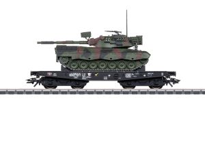 Schwerlast-Flachwagen Rlmmps Leo 1A1 - Maerklin 48878 Spur H0