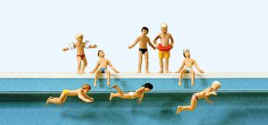 Kinder im Schwimmbad - Preiser 10307 Spur H0