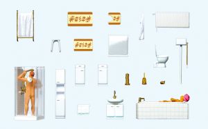 Ehepaar im Bad. Badezimmerein - Preiser 10631 Spur H0