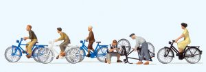 Jugendliche mit dem Fahrrad - Preiser 10716 Spur H0