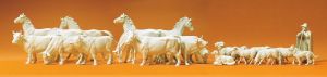 Pferde, K�he, Schafe. 22 unbe - Preiser 72511 Spur H0