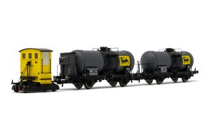 AGIP, Rangiertr. Gelb +2 zweiachs. Kesselwg.Ep. III - Rivarossi HR2877 Spur H0