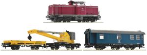 Diesellok BR 211 mit Kranzug DB IV 3-tlg. DCC-Digital - Roco 5110004.1 Spur H0