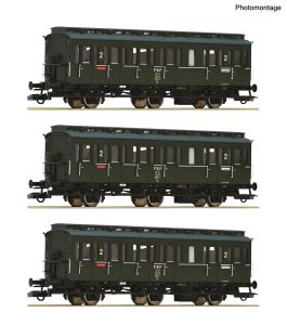 3er Set Abteilwag. PKP - Roco 6200100 Spur H0