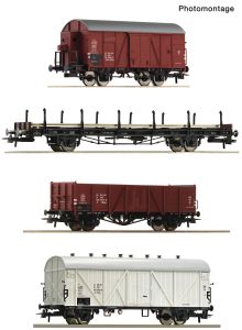 4er Set Guterzug PKP - Roco 6600101 Spur H0