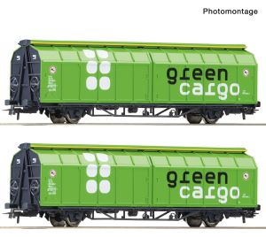 2er Set Schiebewandwag. Green - Roco 6600114 Spur H0