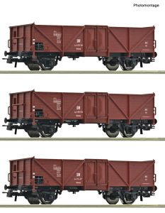 Set offene G�terwagen DR 3-tlg. - Roco 6600115 Spur H0