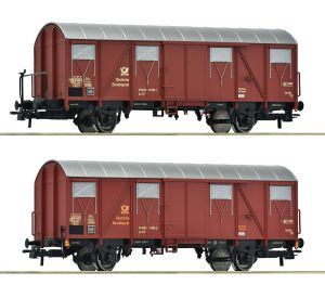 Set Gedeckte Postg�terwagen DBP IV 2-tlg. - Roco 6600248 Spur H0