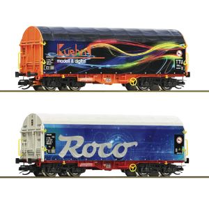 2er Set Schiebeplanenwag. Roc - Roco 6680022 Spur TT