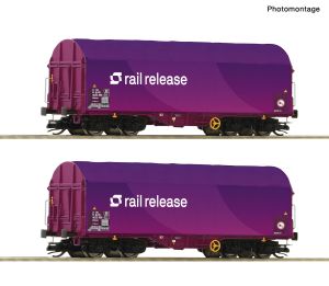 2er Set Schiebeplanenwagen Rail Release - Roco 6680024 Spur TT