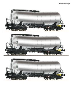 3er Set Knickkesselwagen Chrom DR - Roco 6680032 Spur TT