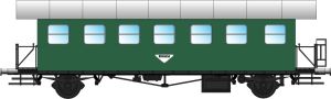 Spantenwagen  2.Kl �BB Ep.III gr�n - Spur1at 60104 Spur 1